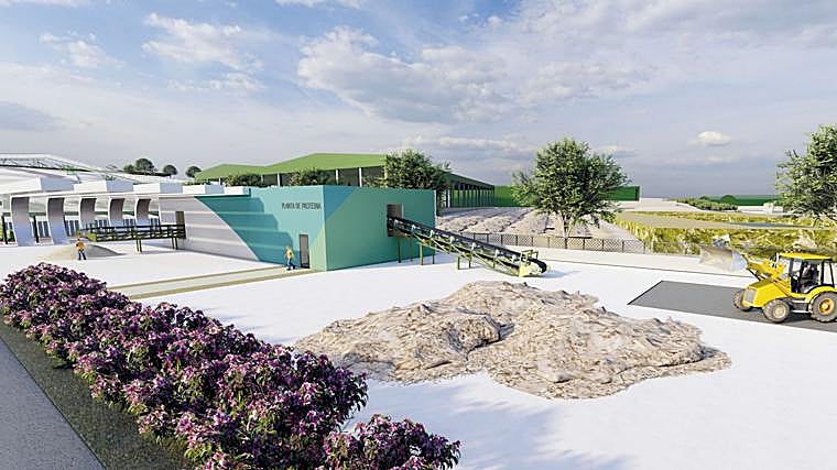 Infografía de la futura planta de generación de fertilizantes empleando moscas soldado