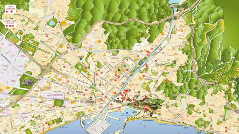 Vista del mapa de los belenes de Málaga 2024