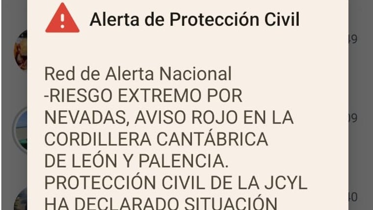 El mensaje de alerta que ha llegado a los móviles en las zonas norte de Palencia y León