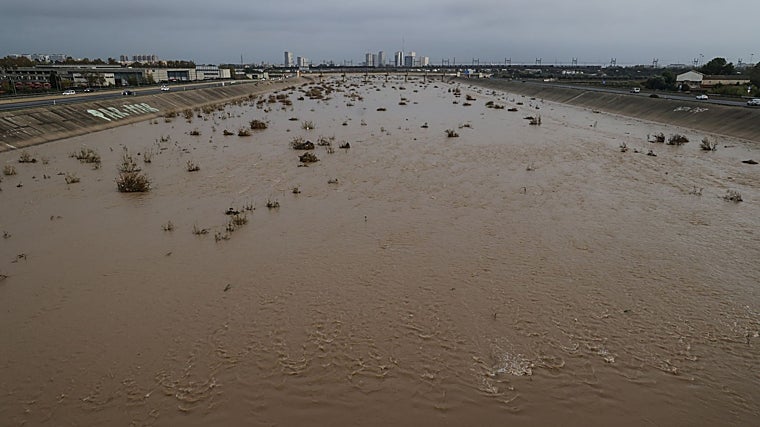 Imagen del cauce del río Turia tomada tras la dana en Valencia