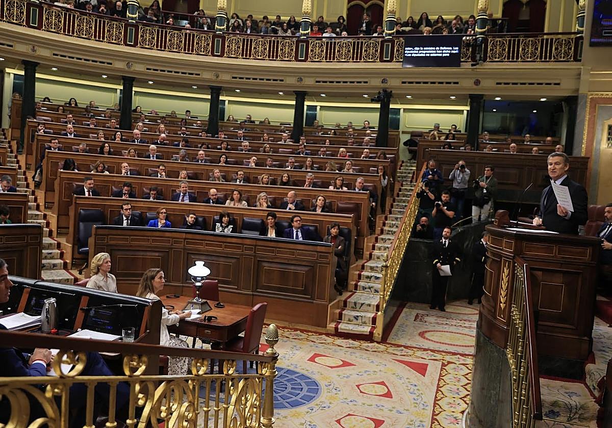 Feijóo, durante una de sus intervenciones en el Congreso