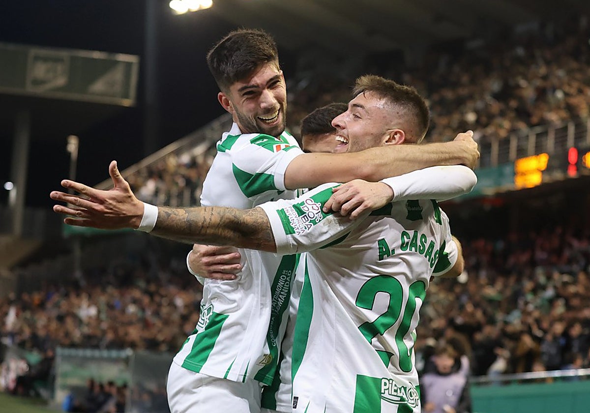El Córdoba celebra un gol en El Arcángel esta temporada en Segunda