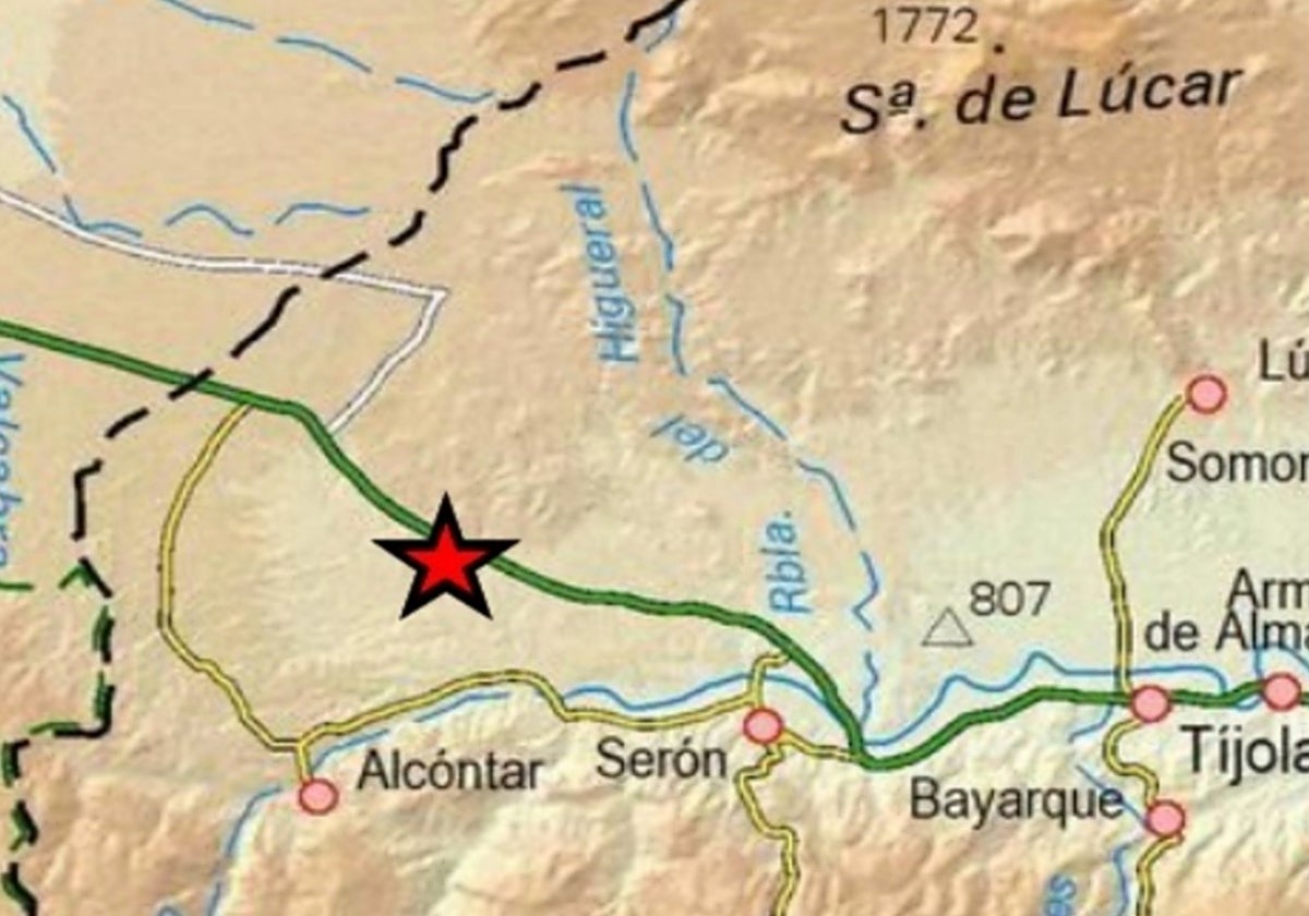 Mapa del terremoto registrado en Alcóntar durante el día de Año Nuevo