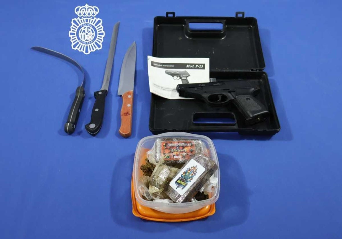 Armas y droga intervenida a la pareja detenida en Salamanca
