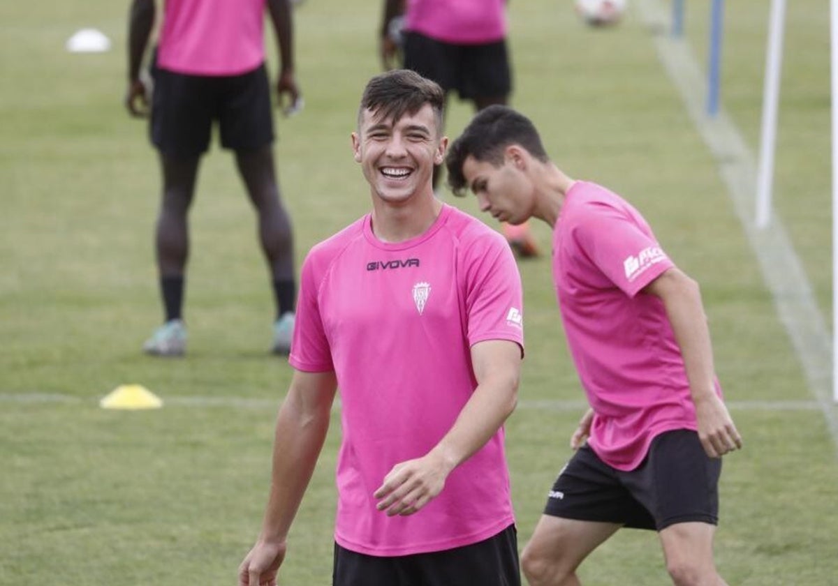 Alberto del Moral en el último entrenamiento con el Córdoba CF, en 2021