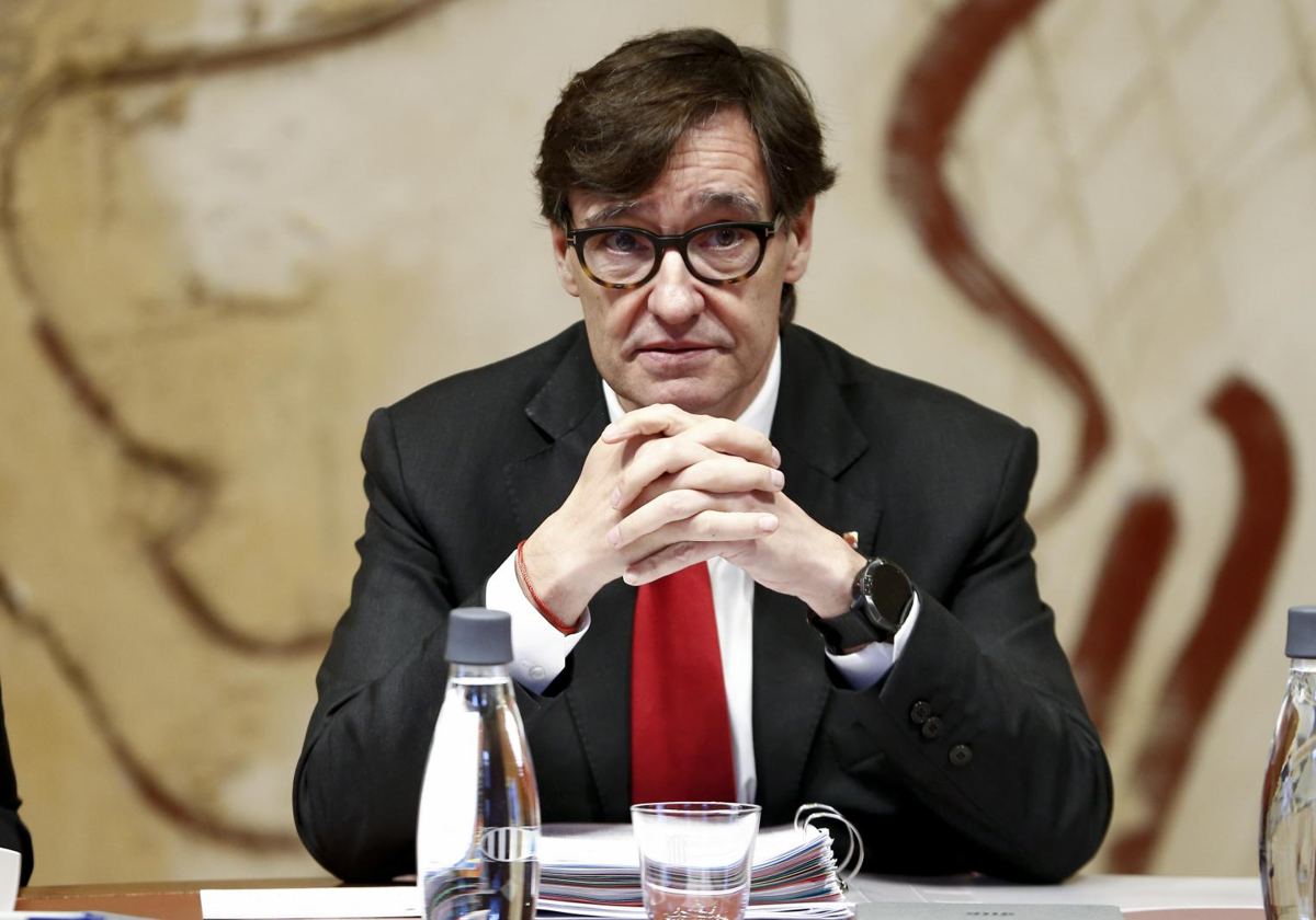 Salvador Illa, presidente de la Generalitat de Cataluña, hoy, antes de la reunión del ejecutivo autonómico