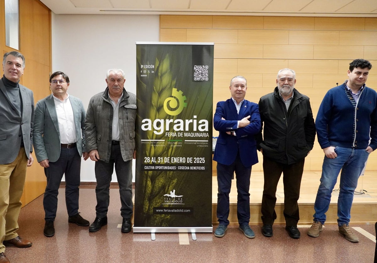 Los representantes de las organizaciones profesionales del campo, en la presentación de la feria Agraria en Valladolid