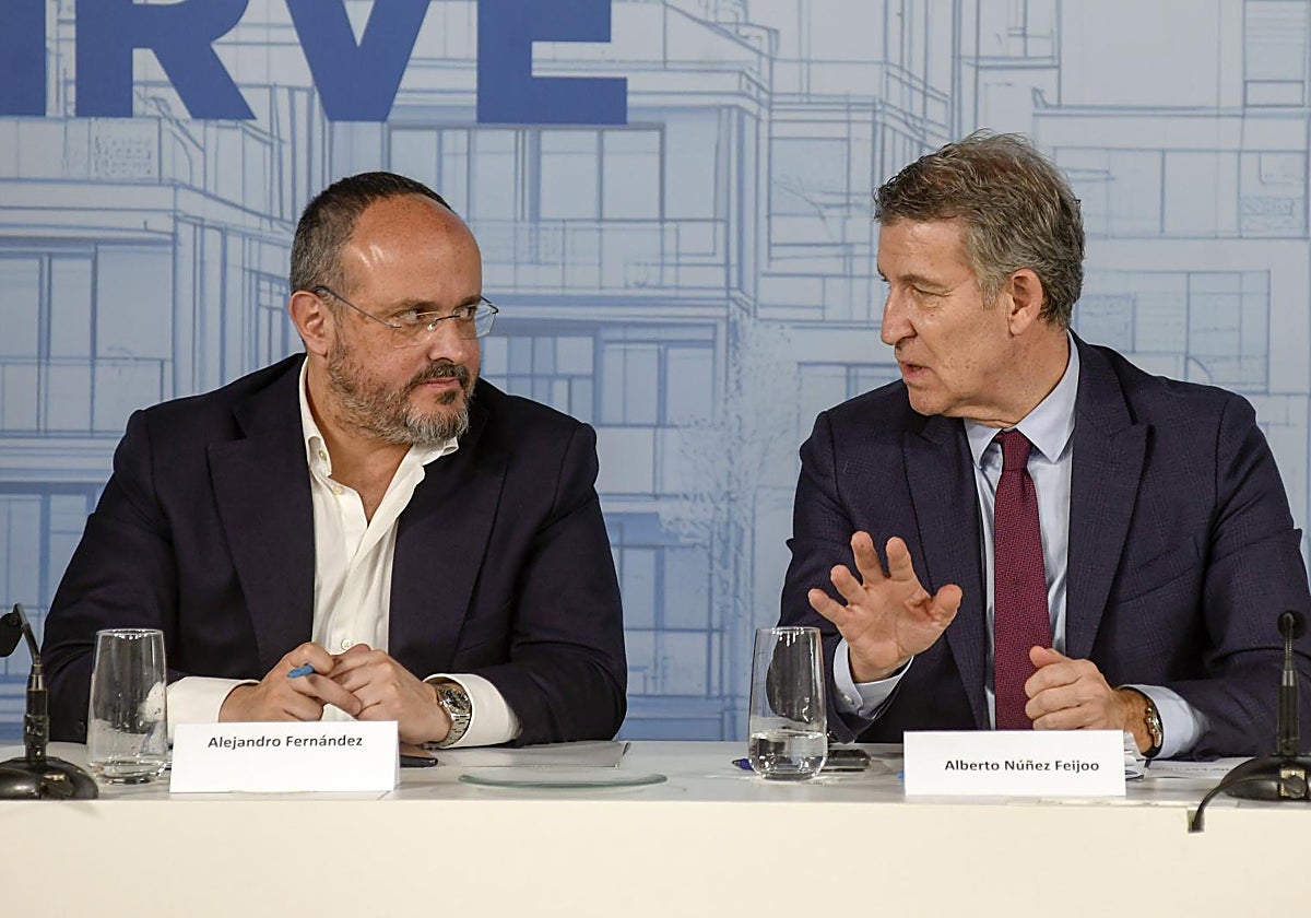 Alberto Núñez Feijóo y Alejandro Fernández, esta mañana en Barcelona