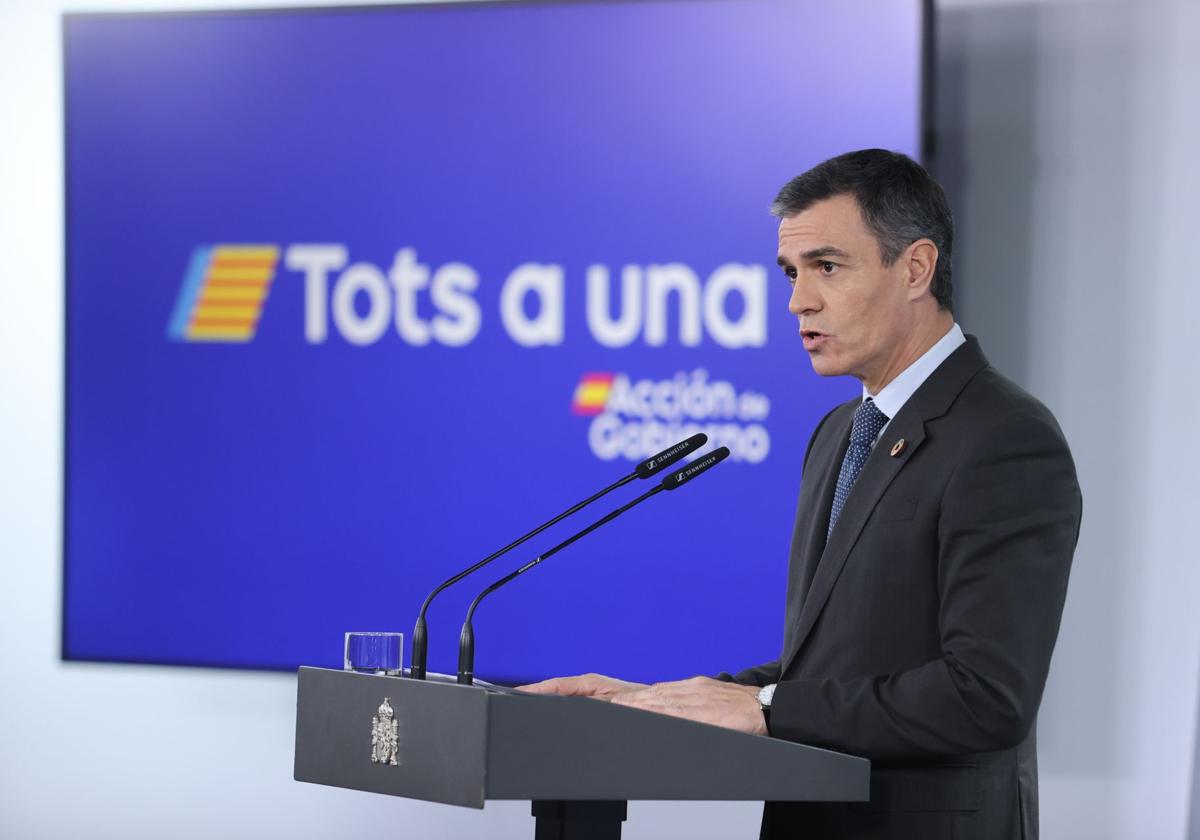 Pedro Sánchez, durante el anuncio del acuerdo con Junts