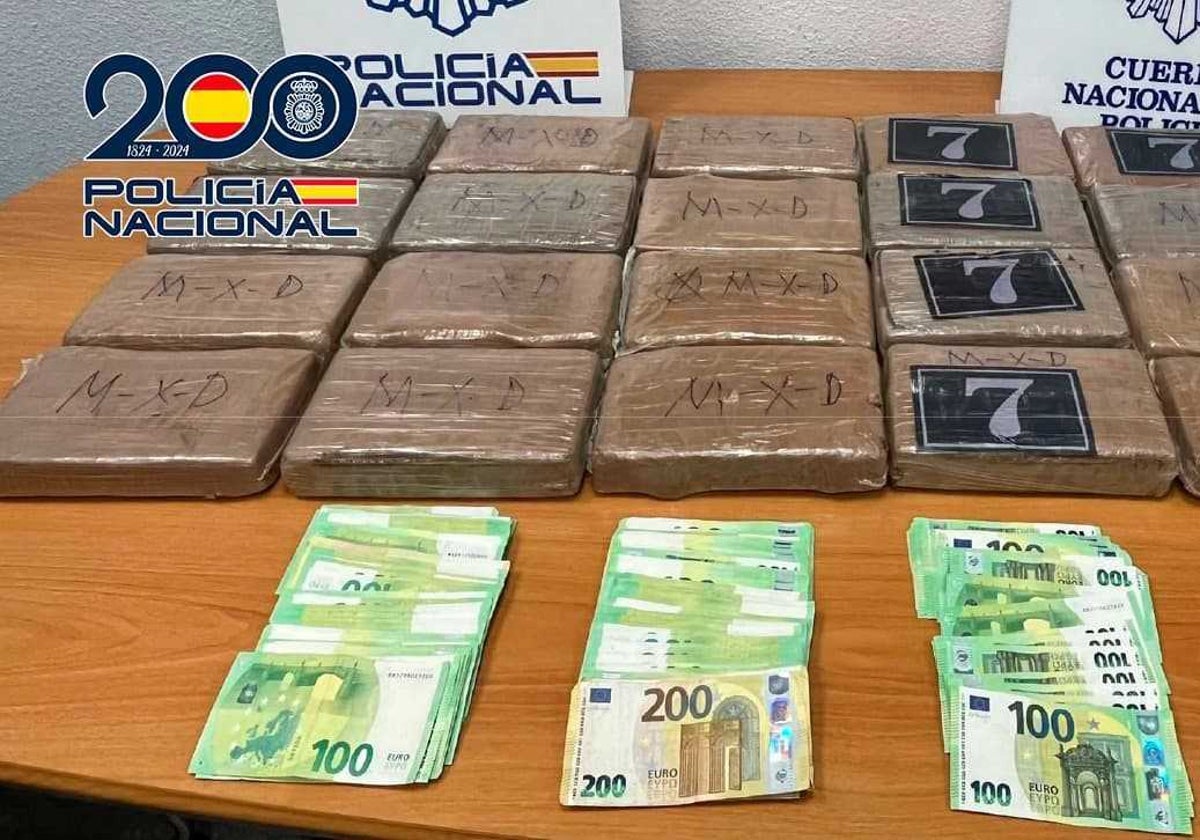 20 kilogramos de cocaína y más de 21.000 euros en efectivo