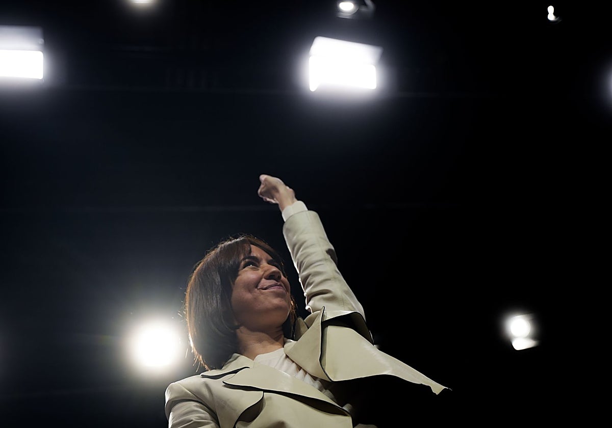 Imagen de la secretaria general del PSPV-PSOE, Diana Morant, este domingo en el Palacio de Congresos de Valencia