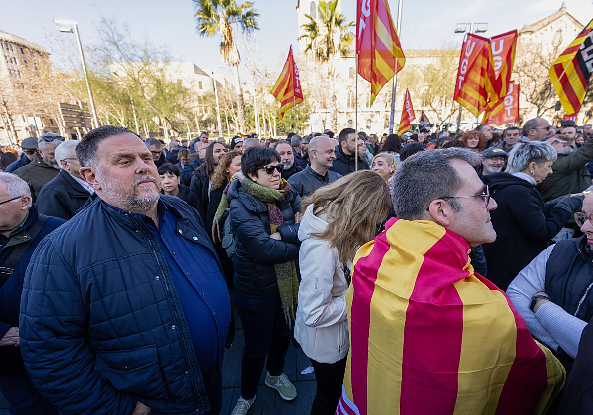 Oriol Junqueras, presidente de ERC, este fin de semana, en una manifestación a favor del derecho de las personas