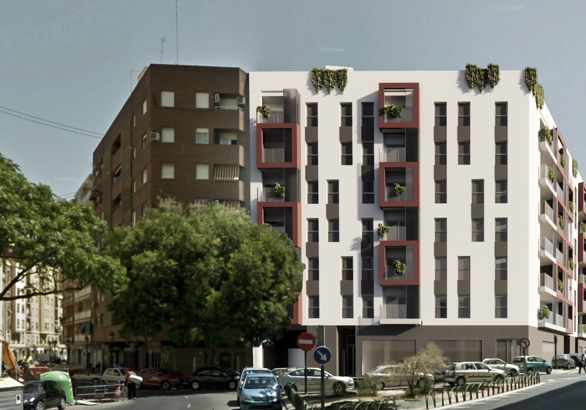 Figuración de uno de los edificios proyectados para alquiler social en Valencia