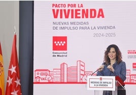 Ayuso presume de que en Madrid se han hecho una de cada cuatro viviendas protegidas del total de las construidas en España