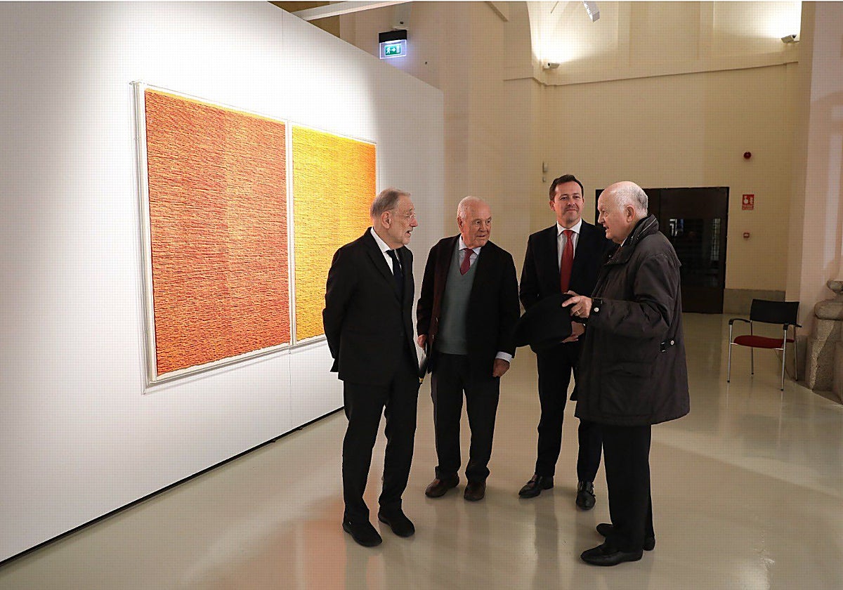 Javier Solana, con el alcalde, Carlos Velázquez y sus amigos Juan Entrecanales y Juan Ignacio de Mesa