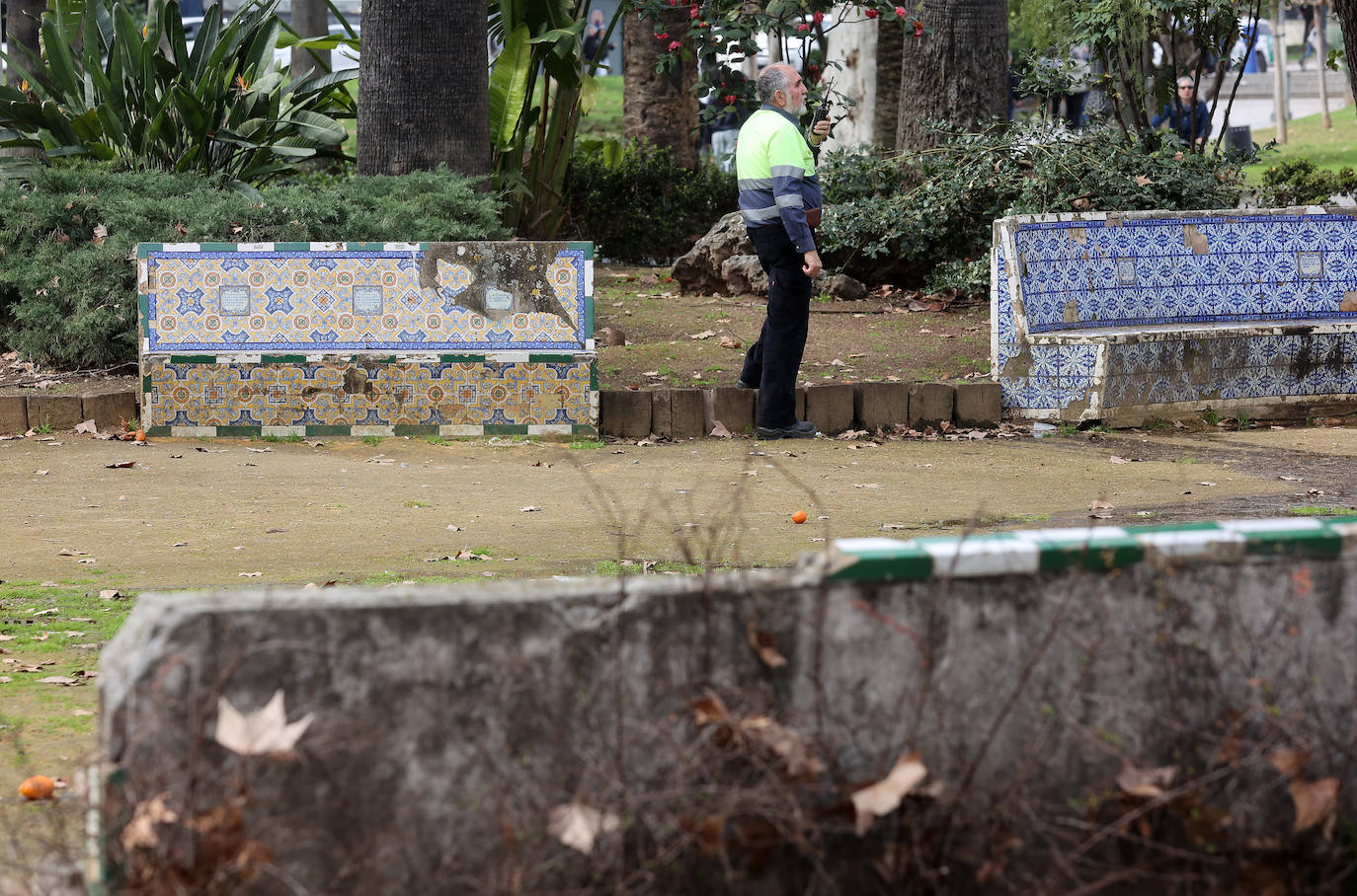 El abandono de los icónicos bancos de los Jardines de Agricultura, en imágenes
