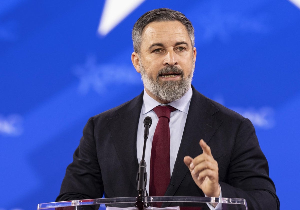 El presidente de Vox, Santiago Abascal, en la reunión de la CPAC celebrada en Washington