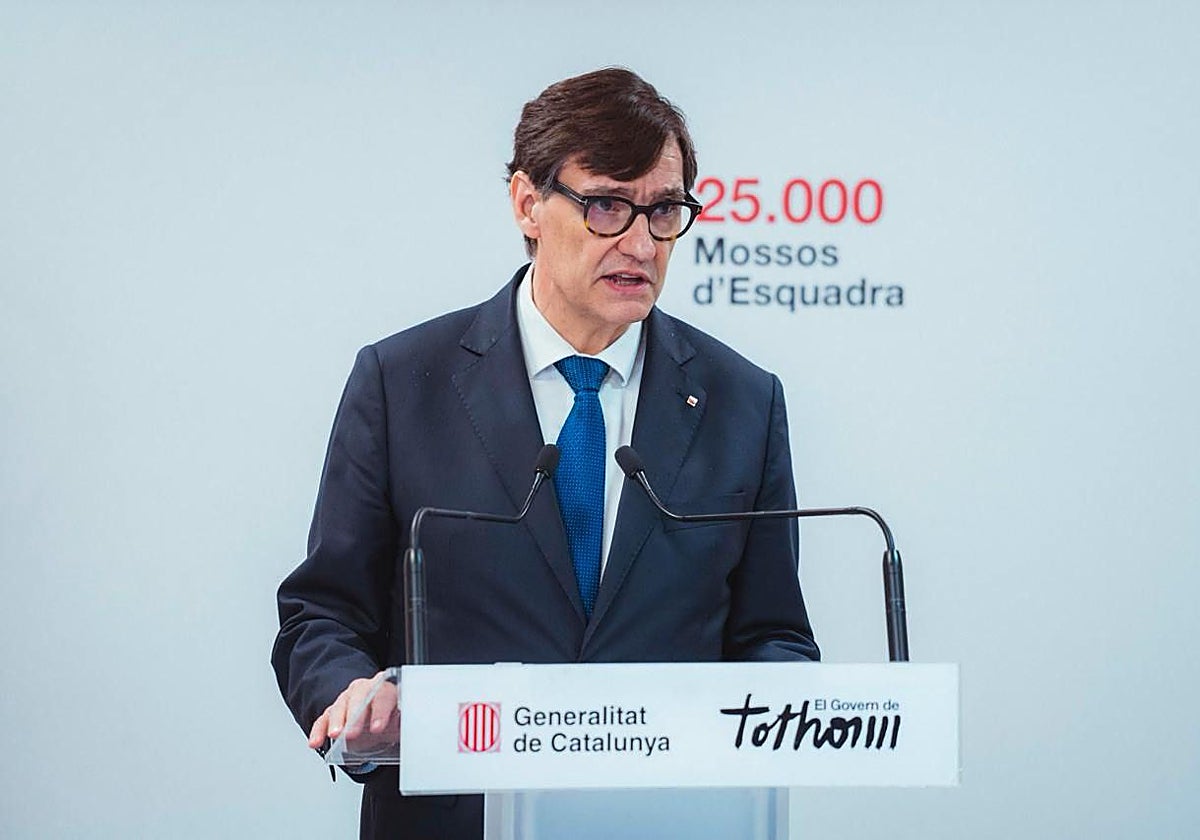 El presidente de la Generalitat, Salvador Illa, anuncia el aumento de la plantilla de los Mossos hasta los 25.000 agentes en 2030