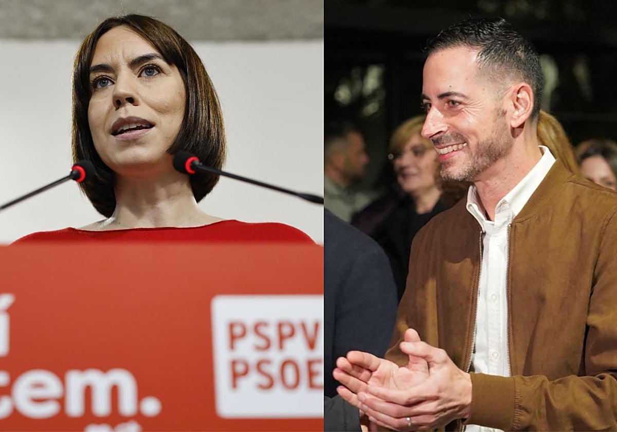 Imagen de la secretaria general del PSPV-PSOE, Diana Morant, y el alcalde de Mislata, Carlos Fernández Bielsa