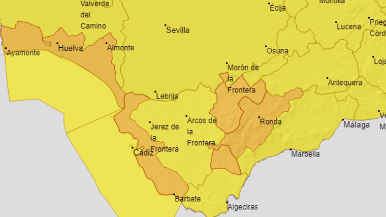 Alerta naranja en algunas provincias andaluzas