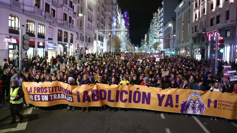 Manifestación del 8-M. Movimiento feminista abolicionista