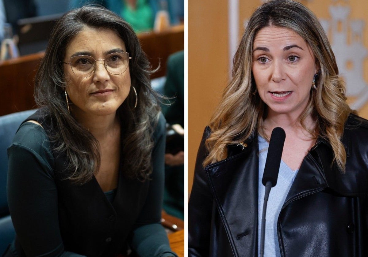 Manuela Bergerot (izq.), líder de Más Madrid, y Mar Espinar, portavoz del PSOE en la Asamblea