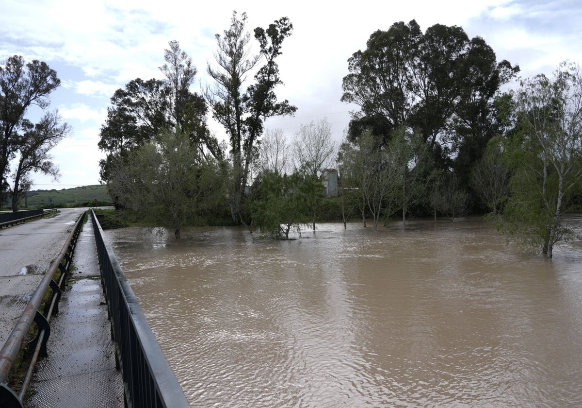 Crecida del río Guadalete a su paso por Jerez de la Frontera