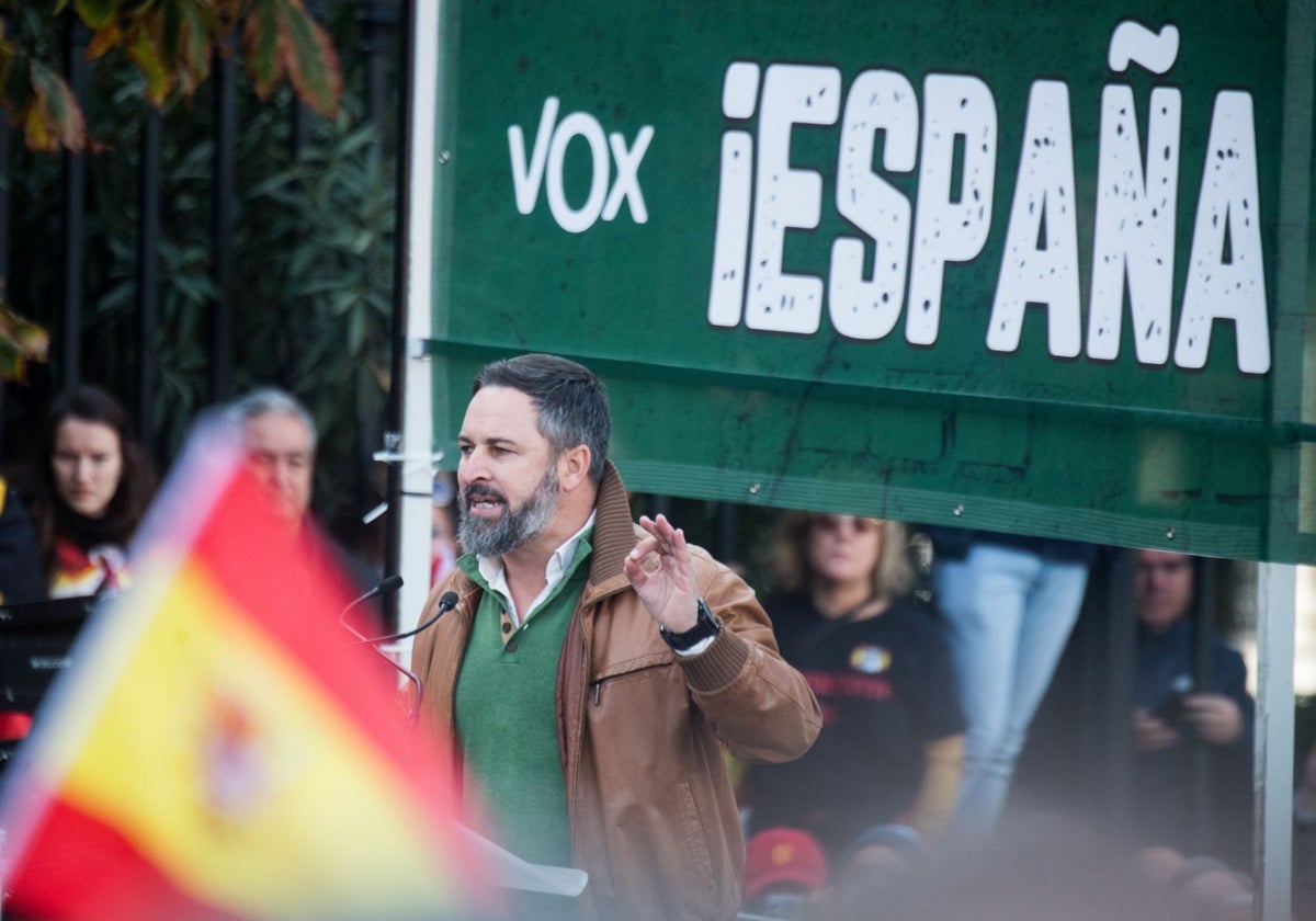 El líder de Vox, Santiago Abascal, en una movilización convocada por el sindicato Solidaridad