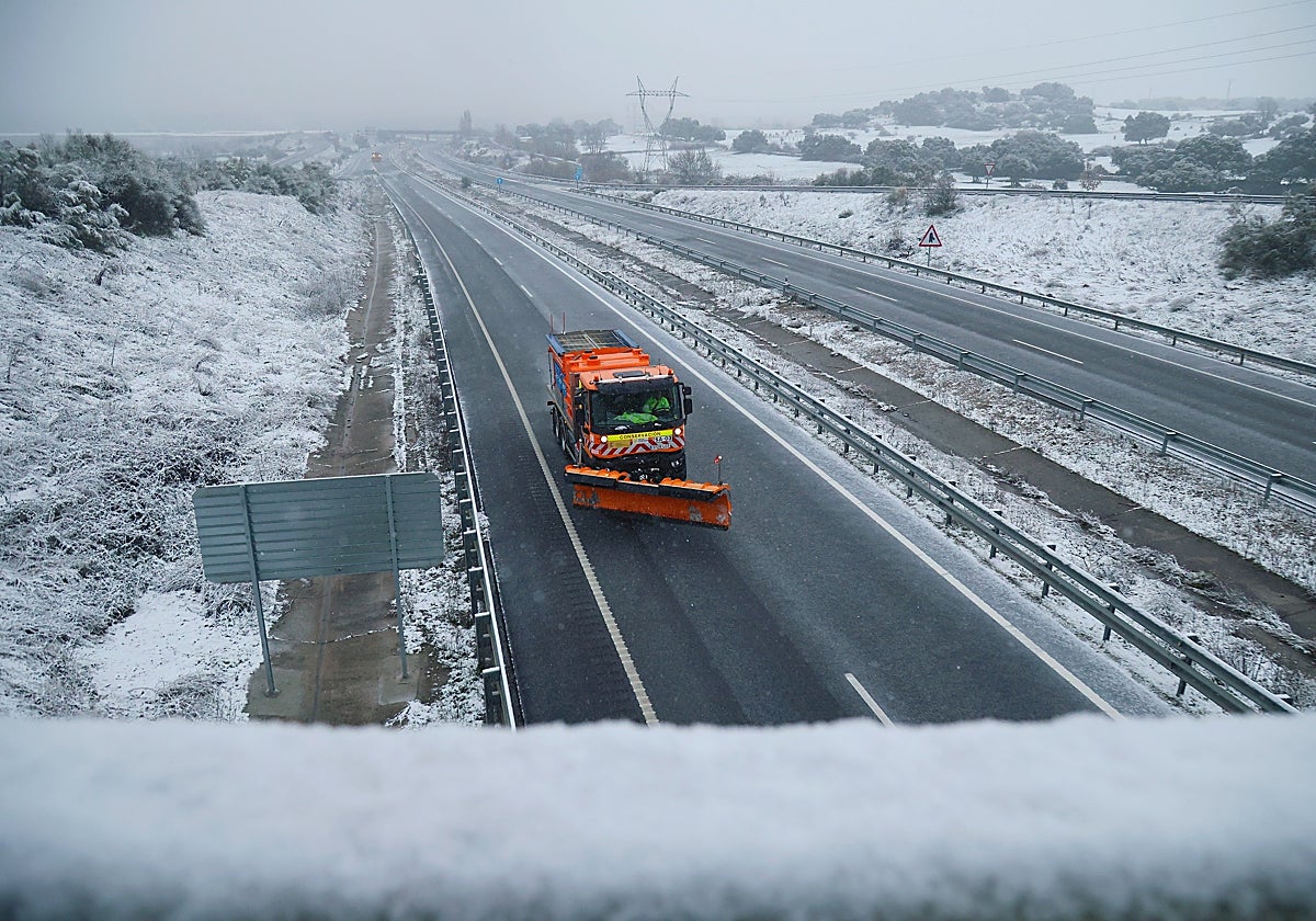 Nieve en las carreteras de Salamanca