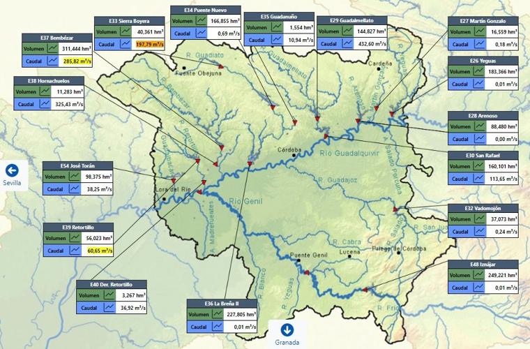 El río Guadalquivir entra en nivel naranja con riesgo «peligroso» de inundación a su paso por Córdoba