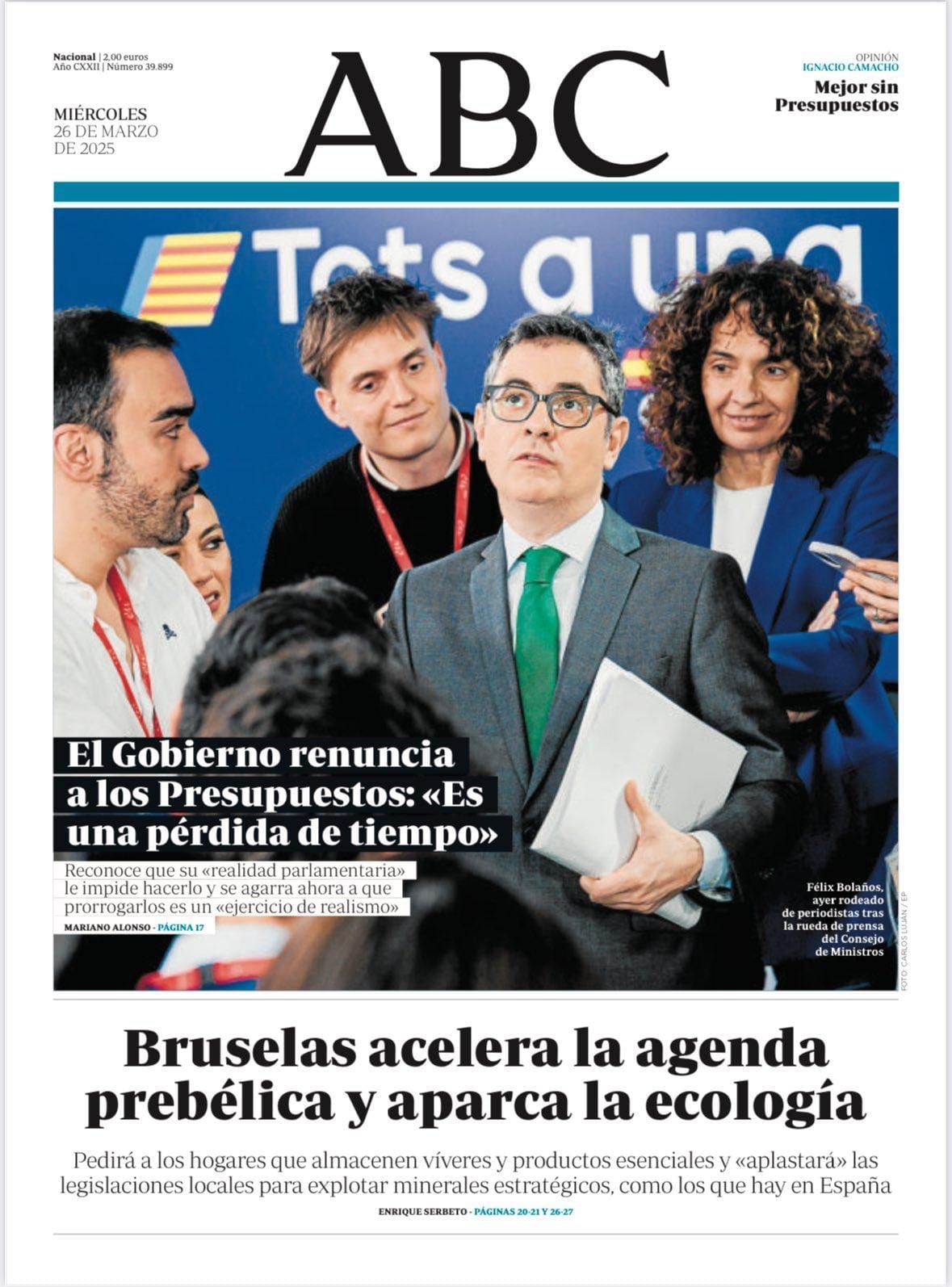 Detalle de la portada a la que se ha referido el ministro en redes sociales