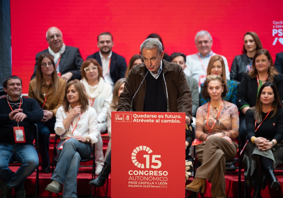 El expresidente del Gobierno, José Luis Rodríguez Zapatero, durante la clausura del 15º Congreso Socialista de Castilla y León el pasado 23 de febrero