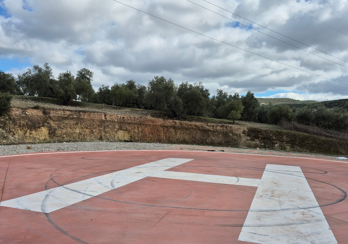 Señalización del helipuerto en la parcela prevista para el hospital