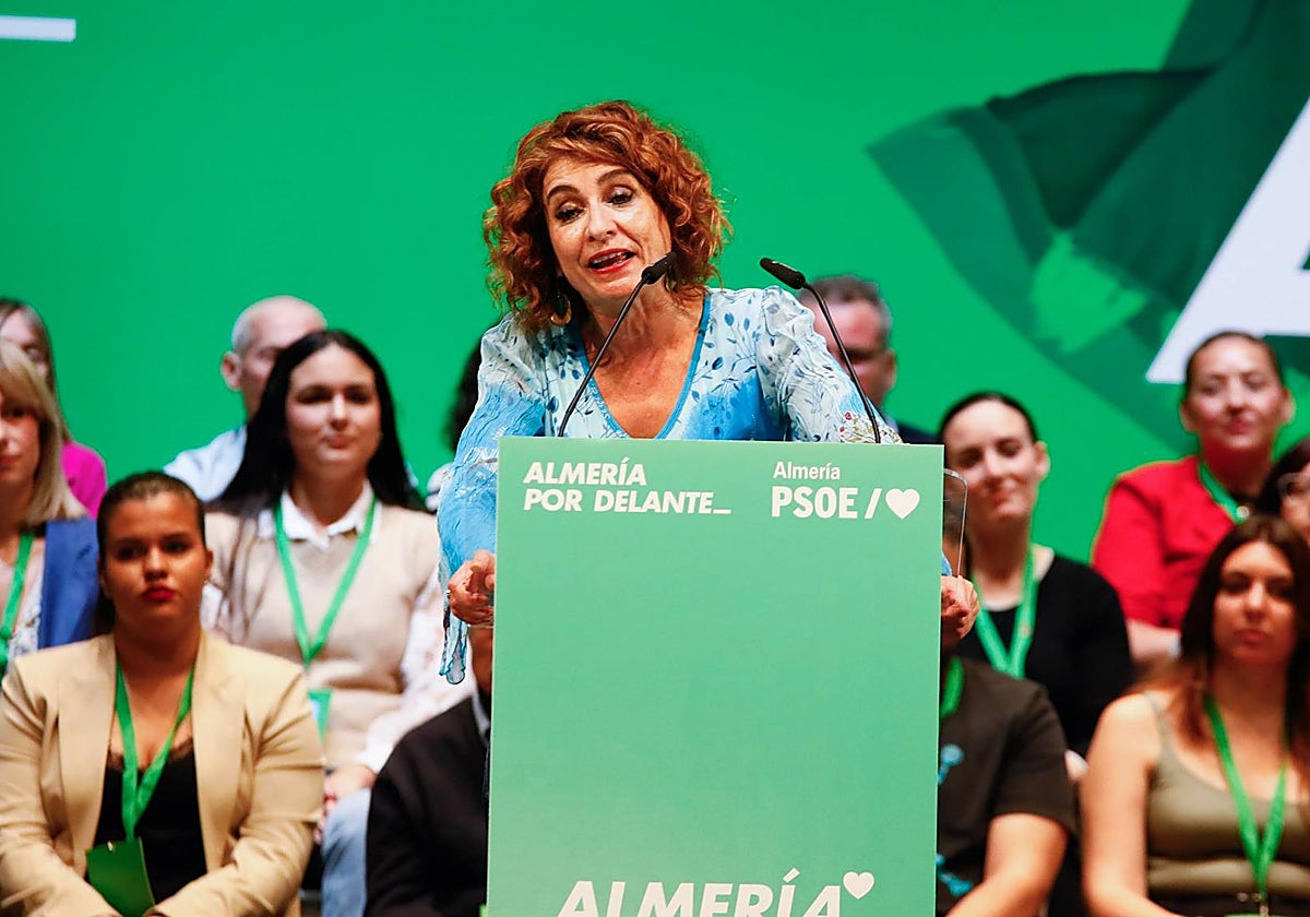 María Jesús Montero, este viernes en la inauguración del congreso del PSOE de Almería, en Vícar