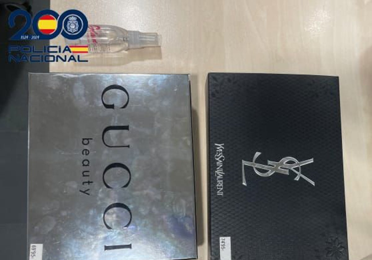Perfumes robados y localizados por la policía en el bolso
