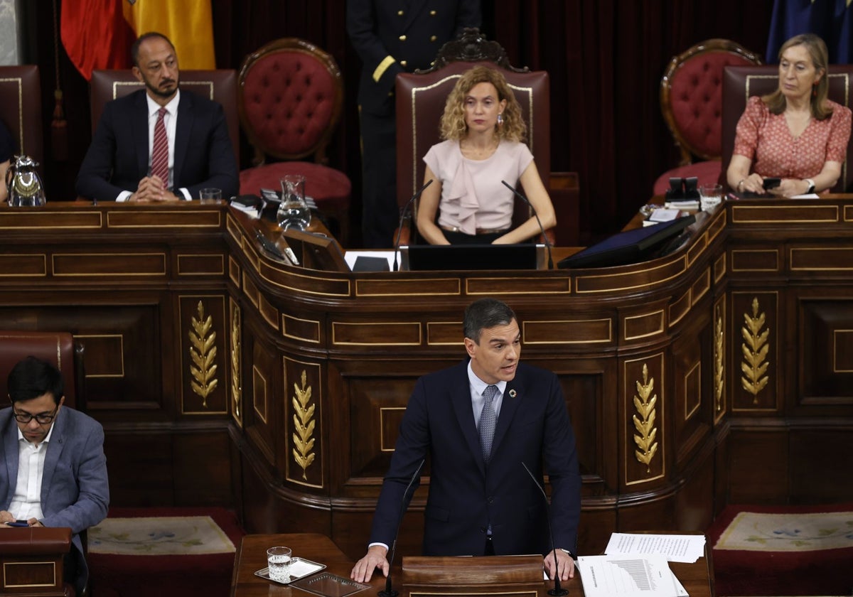 El presidente del Gobierno, Pedro Sánchez, en 2022, en el único debate sobre el estado de la nación que ha asumido, todavía con Meritxell Batet como presidenta del Congreso