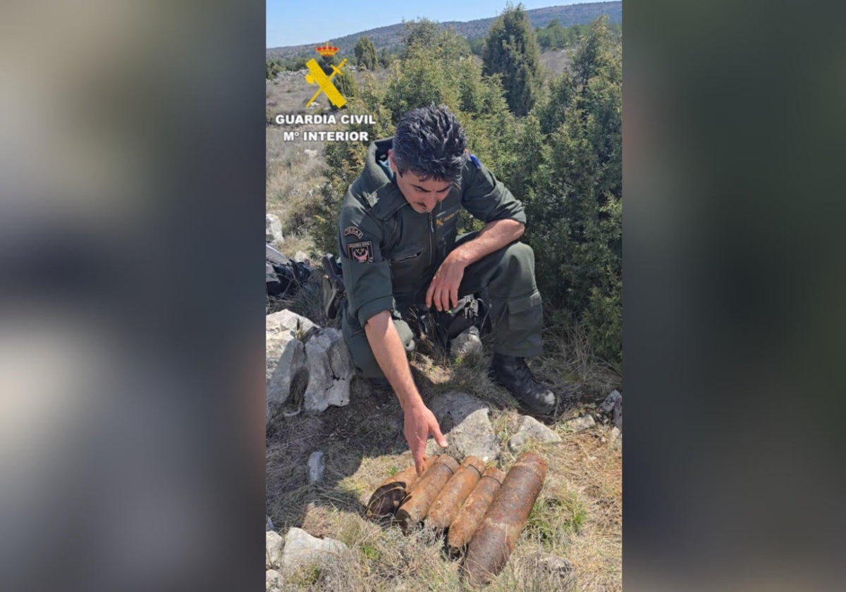 Imagen de los proyectiles de la Guerra Civil hallados en Villafranca del Cid, Castellón