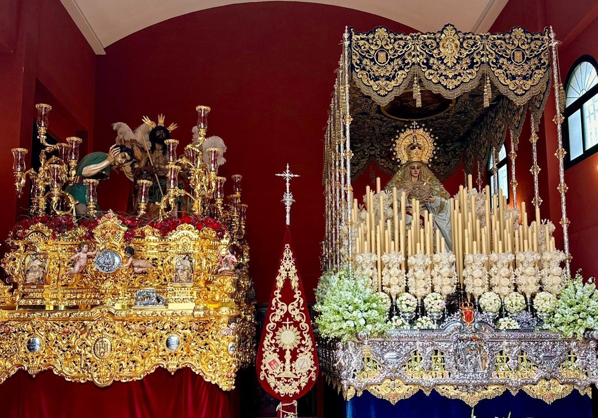 Pasos de la hermandad de la Merced, listos para salir a la calle