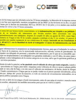 Imagen - Tragsa echó a un sindicalista un día antes de jubilarse para indemnizarlo