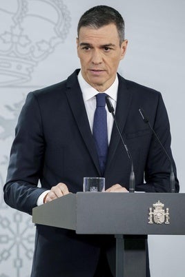 El presidente del Gobierno, Pedro Sánchez, en la presentación del plan de seguridad y defensa