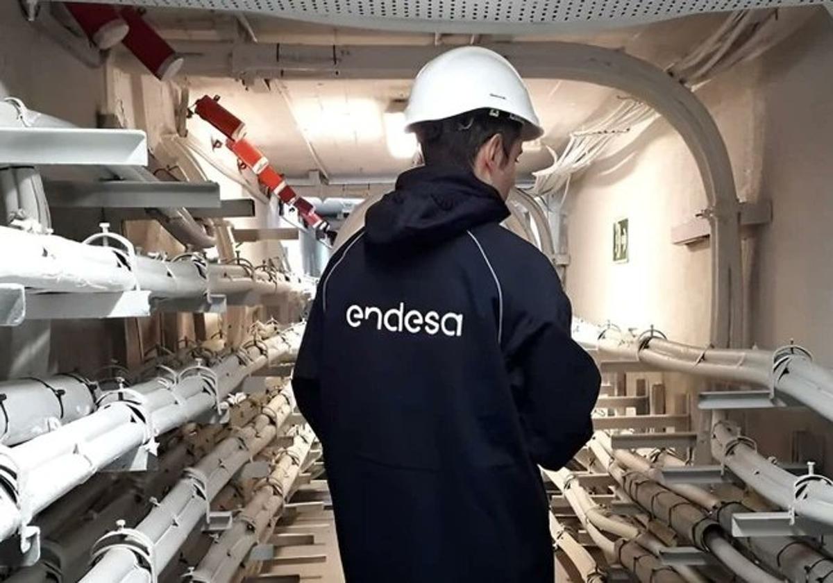 Un trabajador de Endesa en una instalación eléctrica