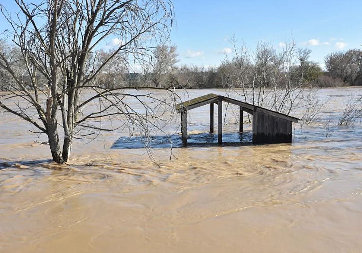Imagen del río Ebro durante la crecida de su caudal en una imagen de archivo