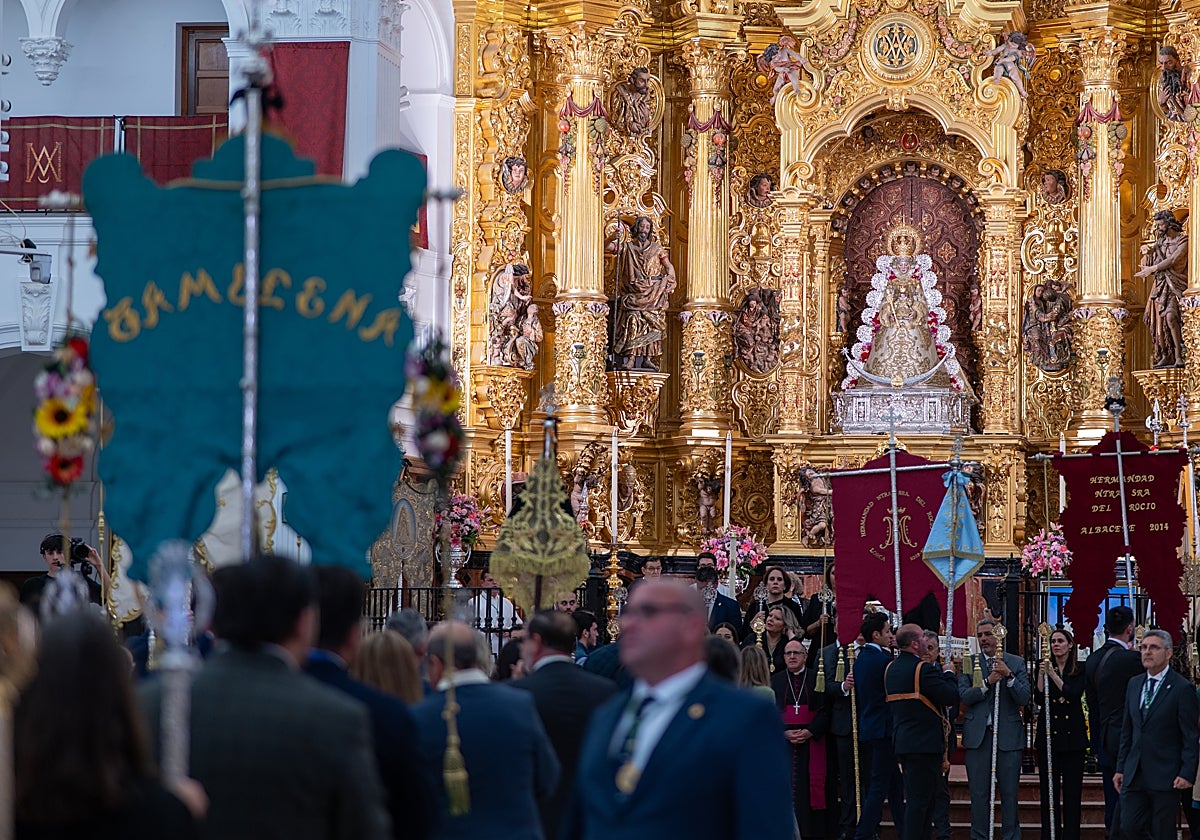 La Virgen del Roció en su santuario este sábado