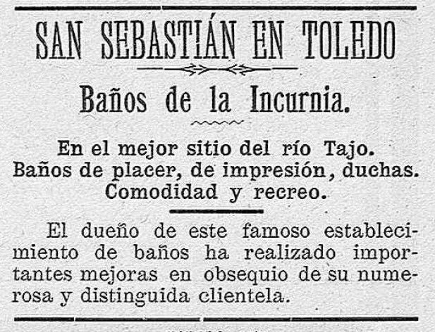 Anuncio de los baños de la Incurnia publicado en 'Tribuna Pública' (30 de julio de 1903)