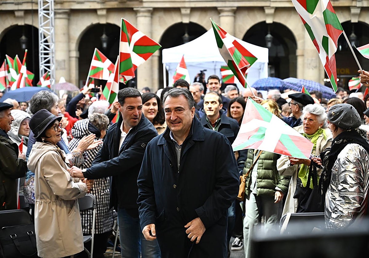El presidente del PNV, AItor Esteban, durante la celebración del Aberri Eguna