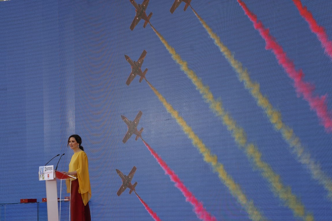 La presidenta de la Comunidad de Madrid, Isabel Díaz Ayuso, en el acto institucional de entrega de las Grandes Cruces de la Orden del Dos de Mayo.
