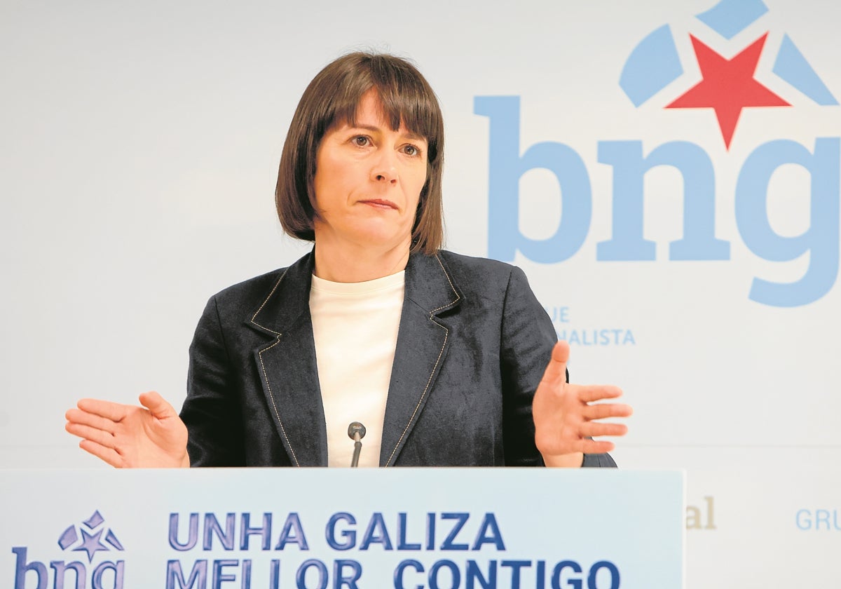 La portavoz nacional del BNG, Ana Pontón, comparece ante los medios un día después del apagón