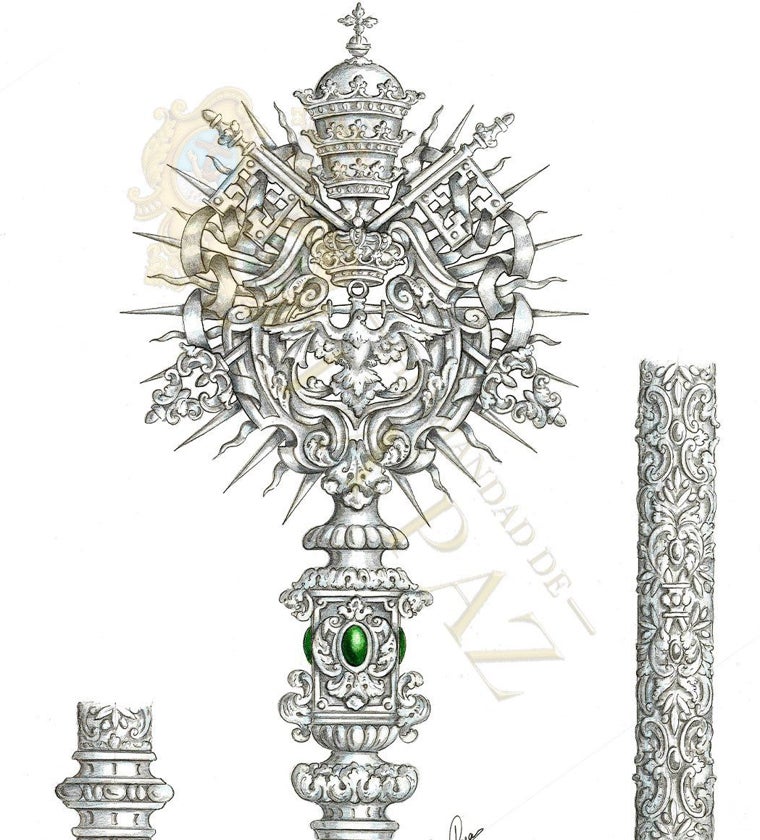Diseño de las varas que acompañarán al estandarte