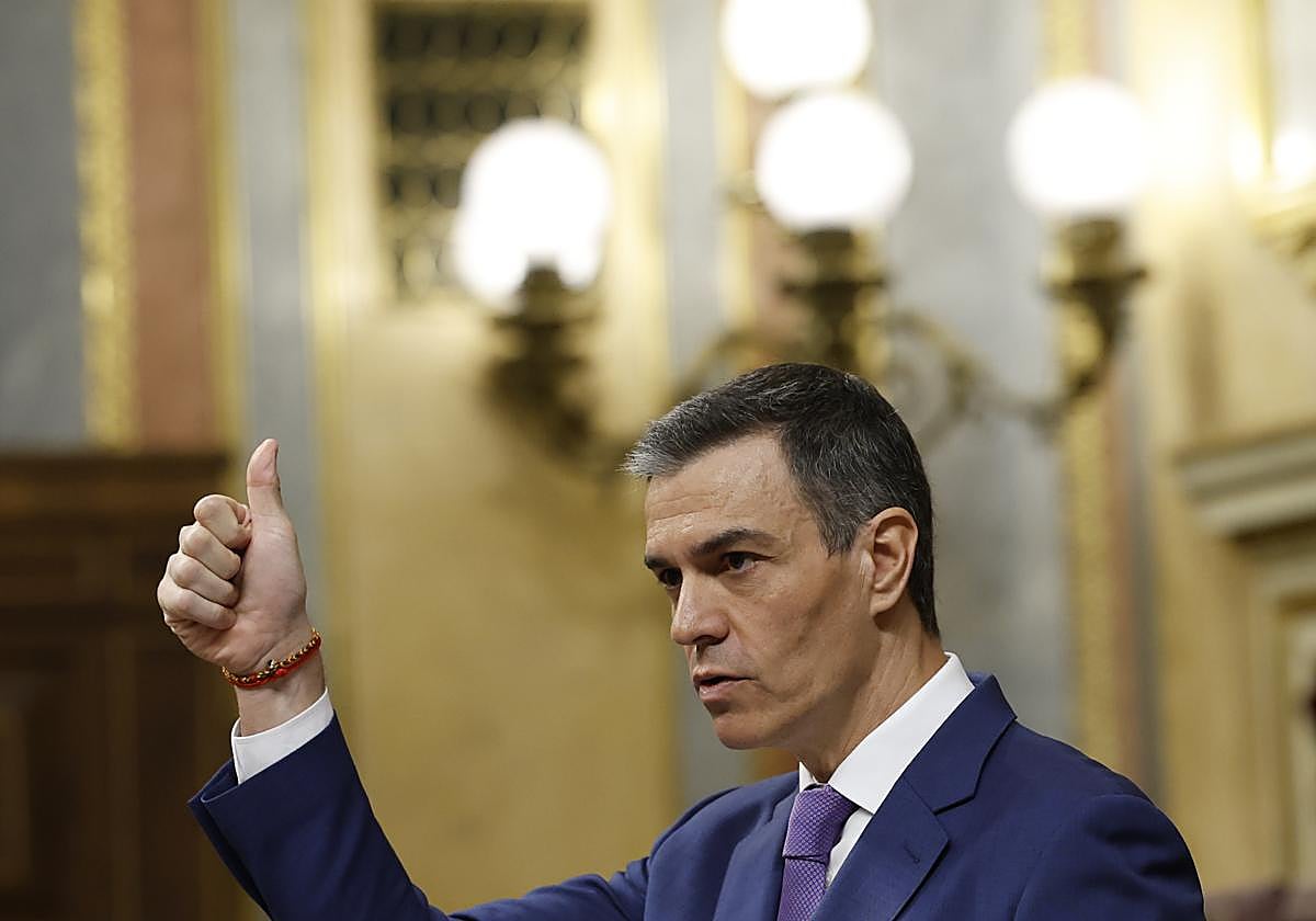 Pedro Sánchez, en su intervención en el Congreso