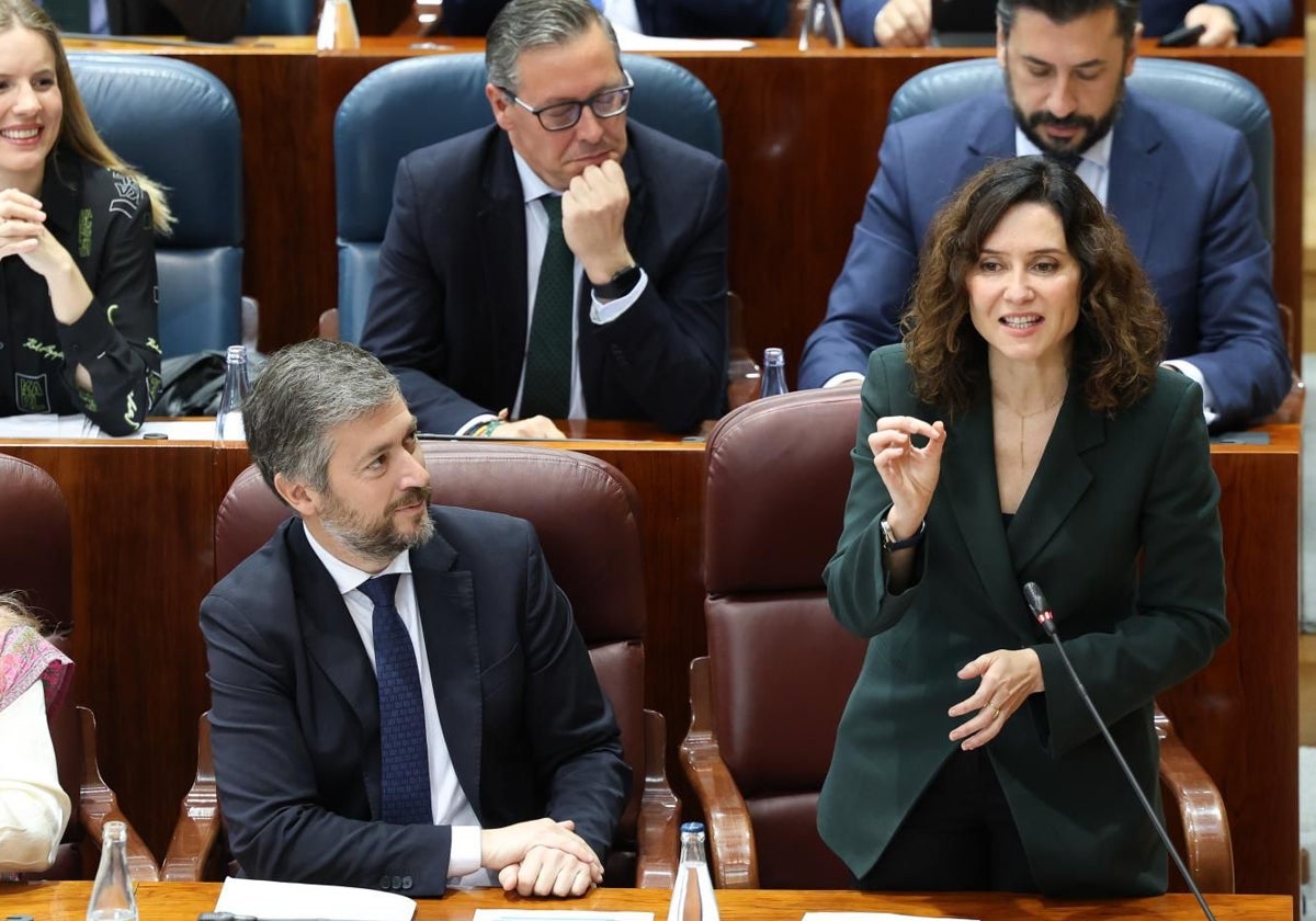 Isabel Díaz Ayuso, durante el Pleno de la Asamblea